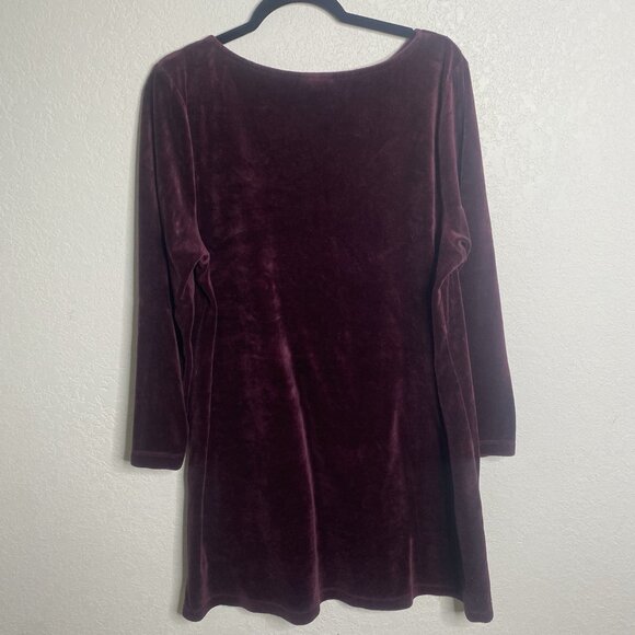 Pure Jill Velour Dress Women Size XL Pima Cotton Plush Velvet Shift Pockets - Picture 6 of 9